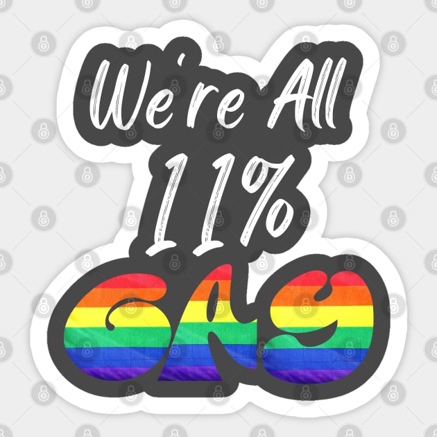 We're All 11% Gay in White Text Sticker by WarFX Designs